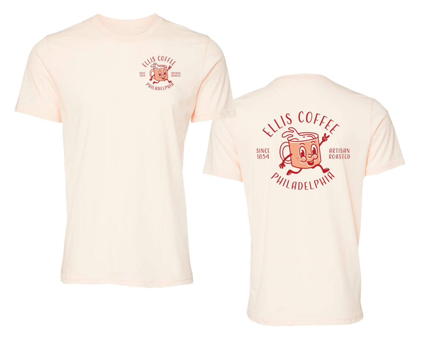 Ellis Retro Cuphead Triblend Tee – Natural Beige/Red