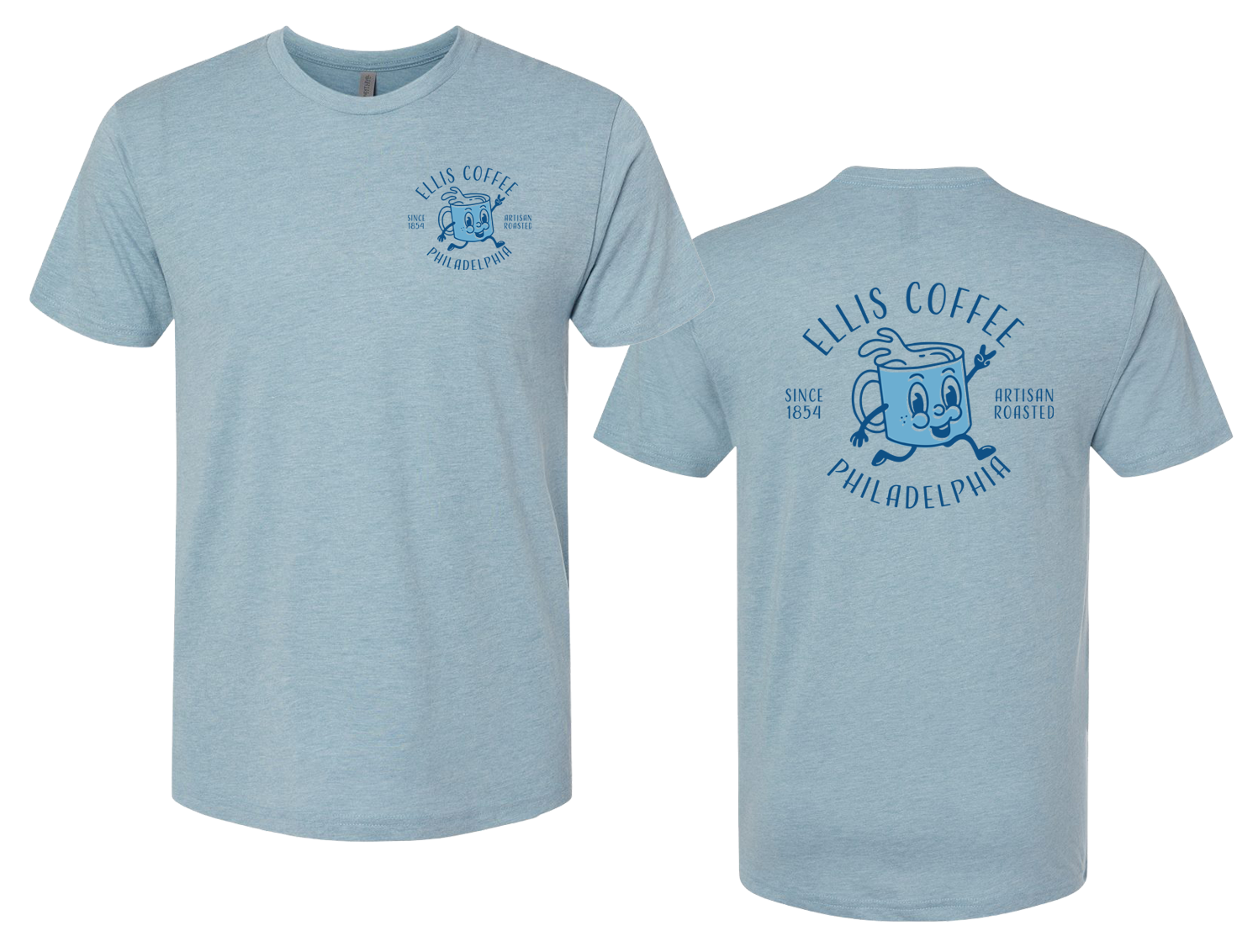 Ellis Retro Cuphead Triblend Tee –  Stonewash Denim Blue